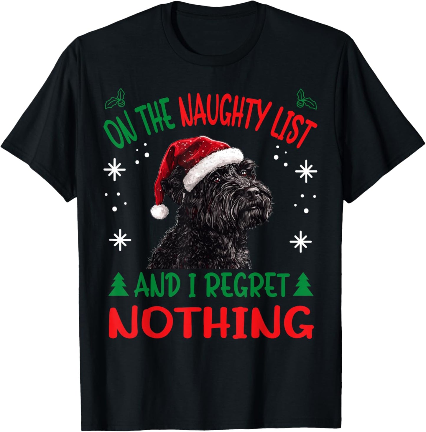 Cute Bouvier Des Flandres Dog Christmas On The Naughty List T-Shirt - T-Shirt | Black