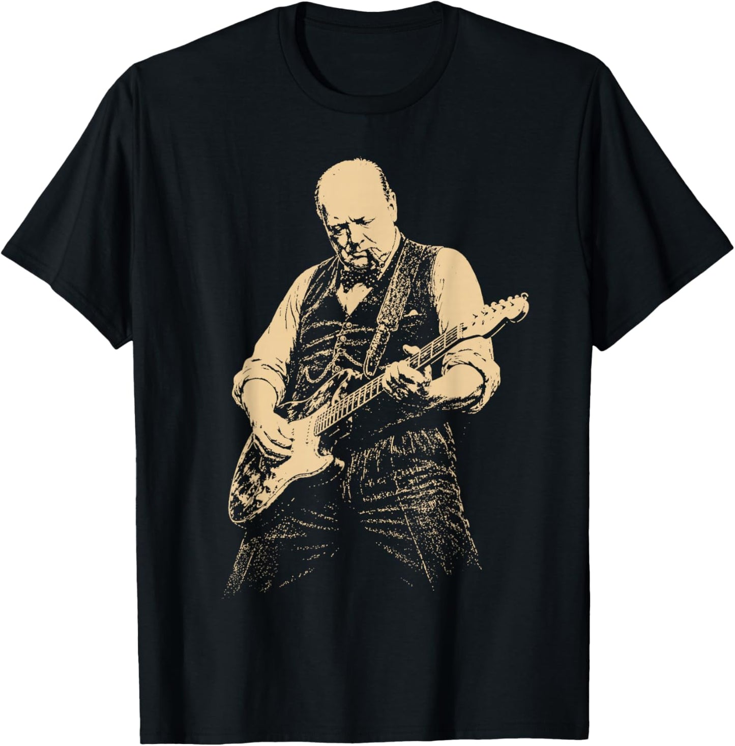 Winston Churchill Guitare Vintage T-Shirt - T-Shirt | Black