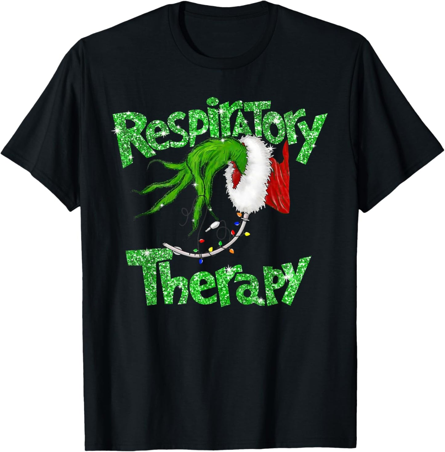 Respiratory Therapy Christmas Pulmonologist Nurse Pajamas T-Shirt - T-Shirt | Black
