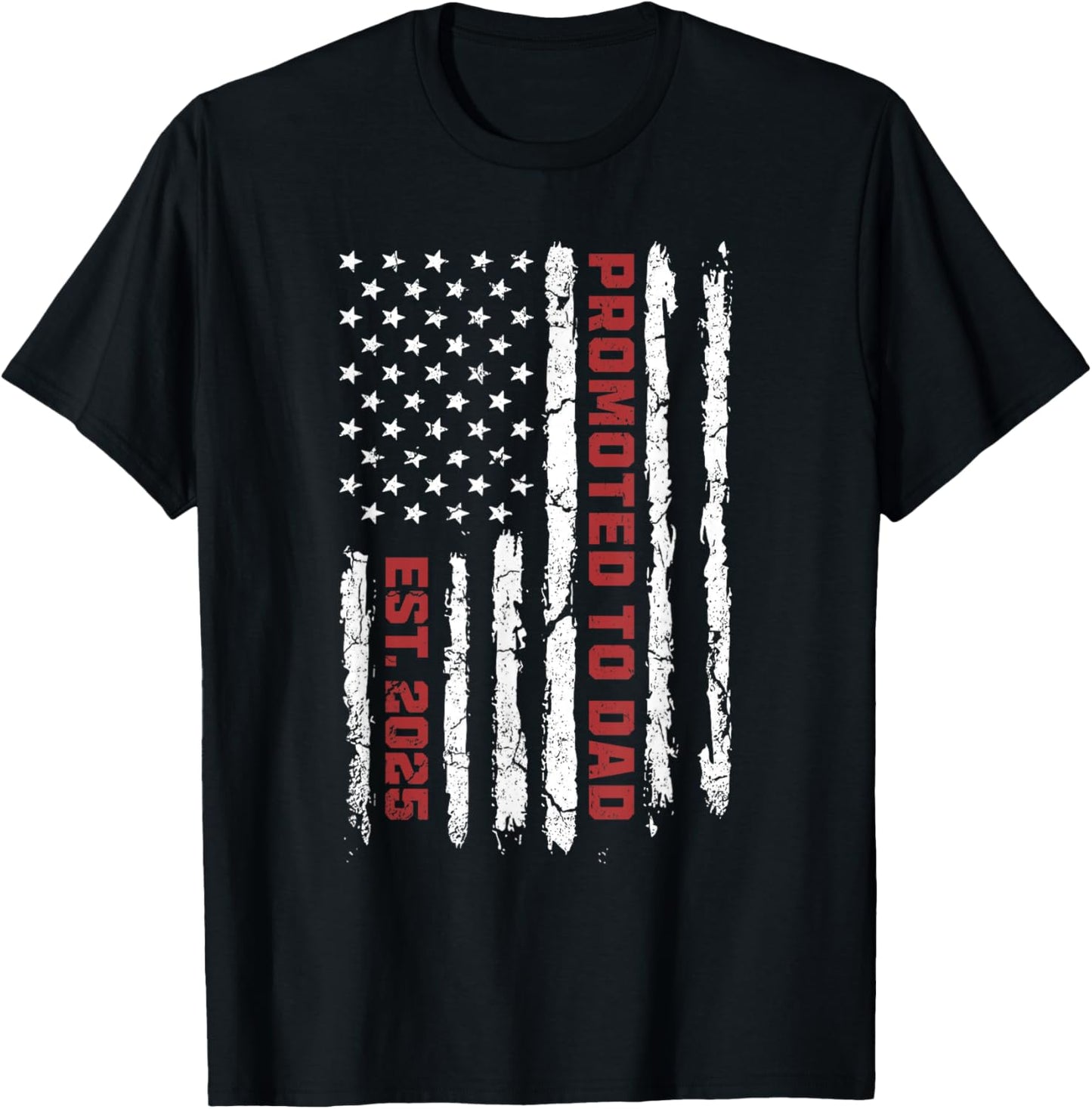 US Flag Promoted To Dad, American Flag Dad, New Dad 2025 T-Shirt - T-Shirt | Black