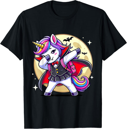 Funny Unicorn Dabbing Costumes Dab Spooky Halloween Vampire T-Shirt - T-Shirt | Black