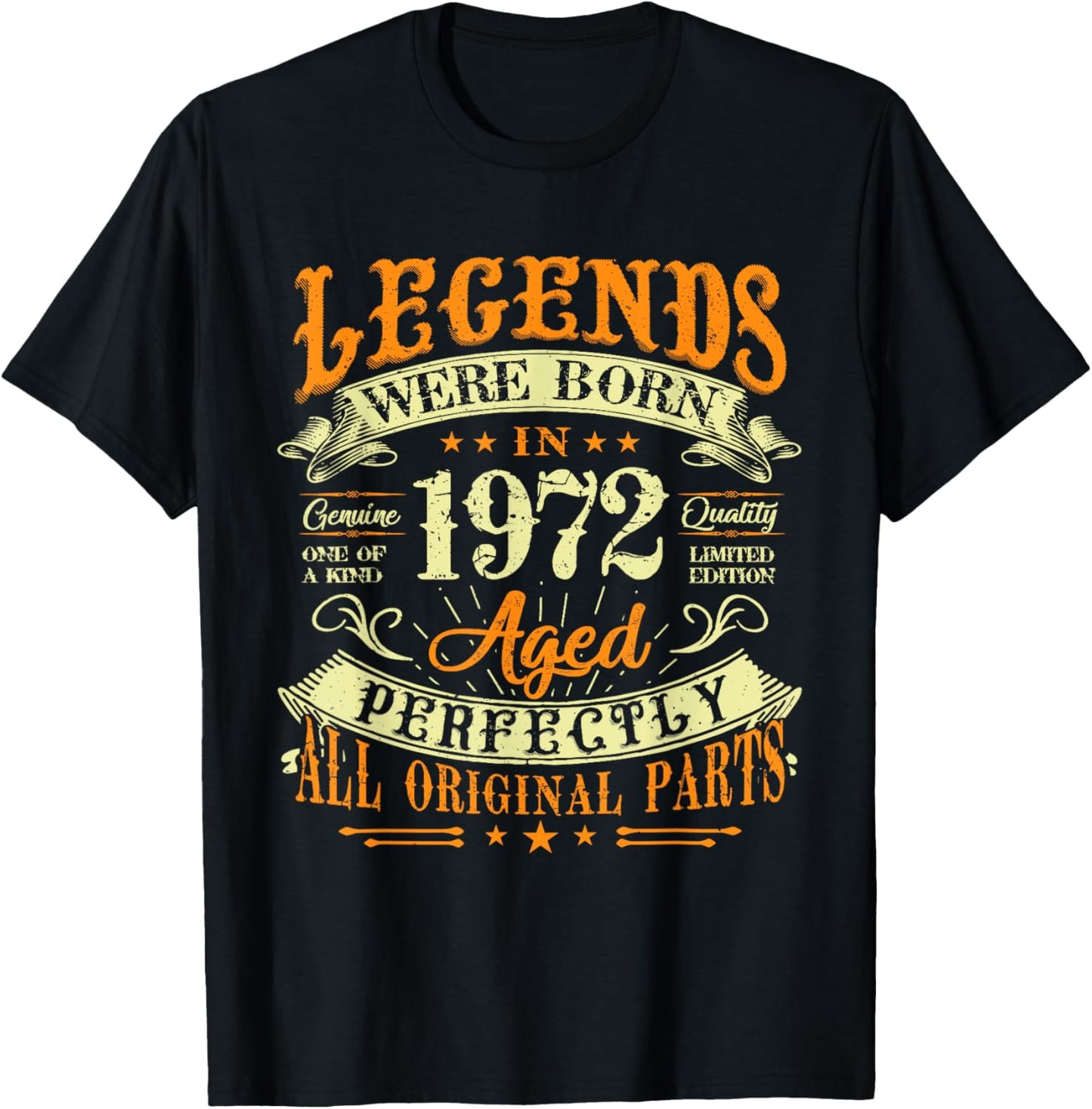 53th Birthday Vintage Legends Born In 1972 53 Years Old T-Shirt - T-Shirt | Black