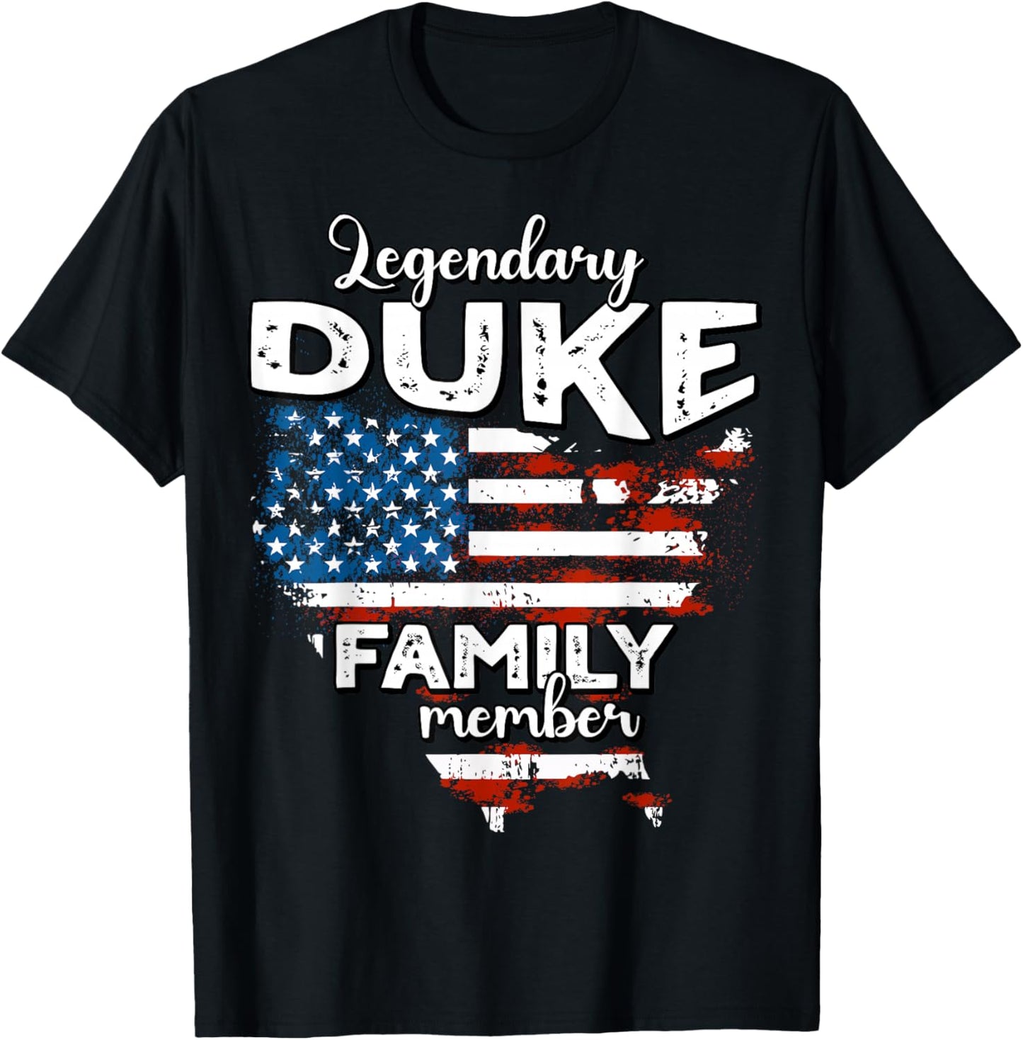 Duke Surname Duke US Flag Duke Last Name Duke T-Shirt - T-Shirt | Black