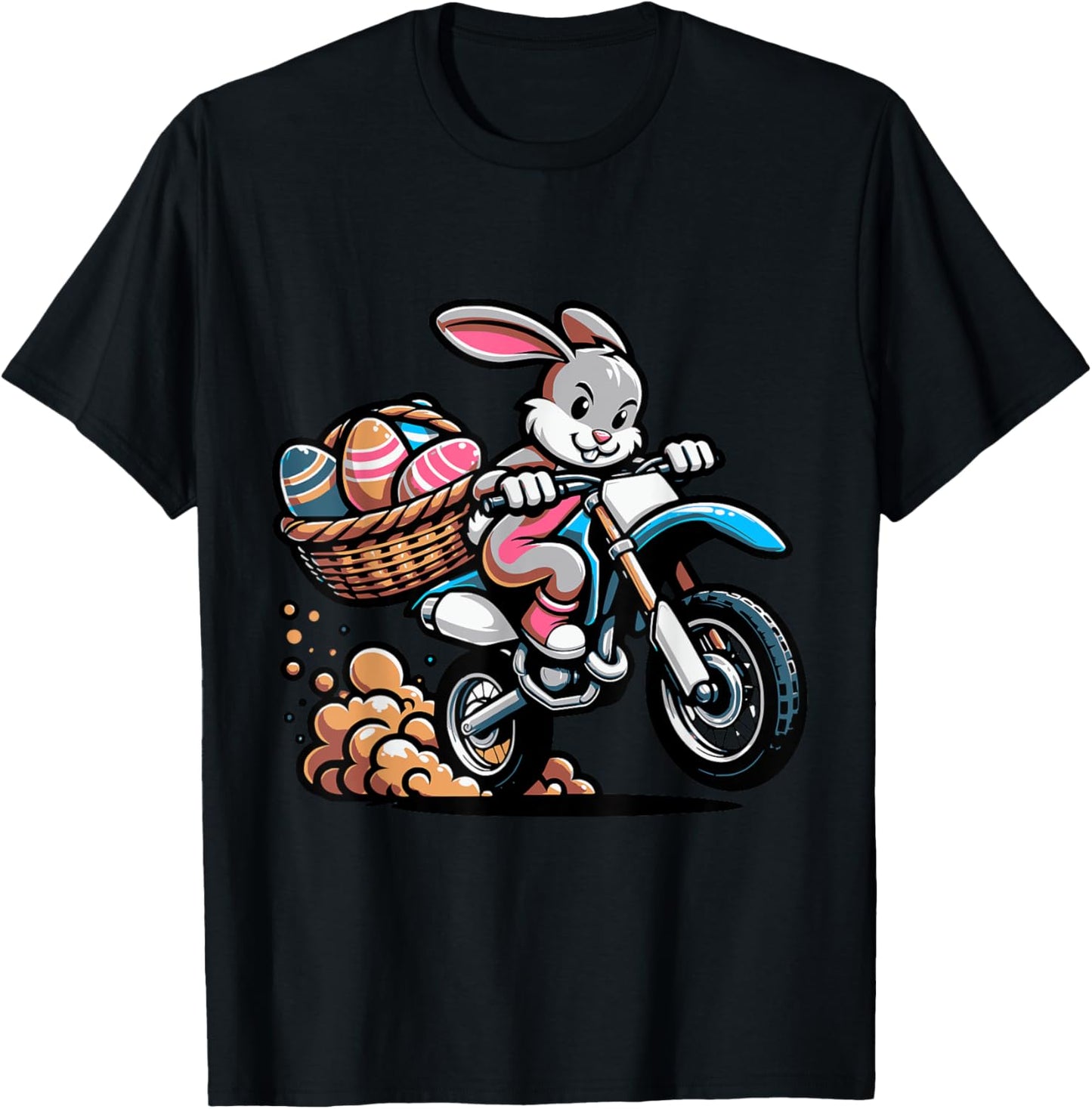 Cool Easter Bunny Motorcycle Happy Easter Day, Di Bike Rider T-Shirt - T-Shirt | Black