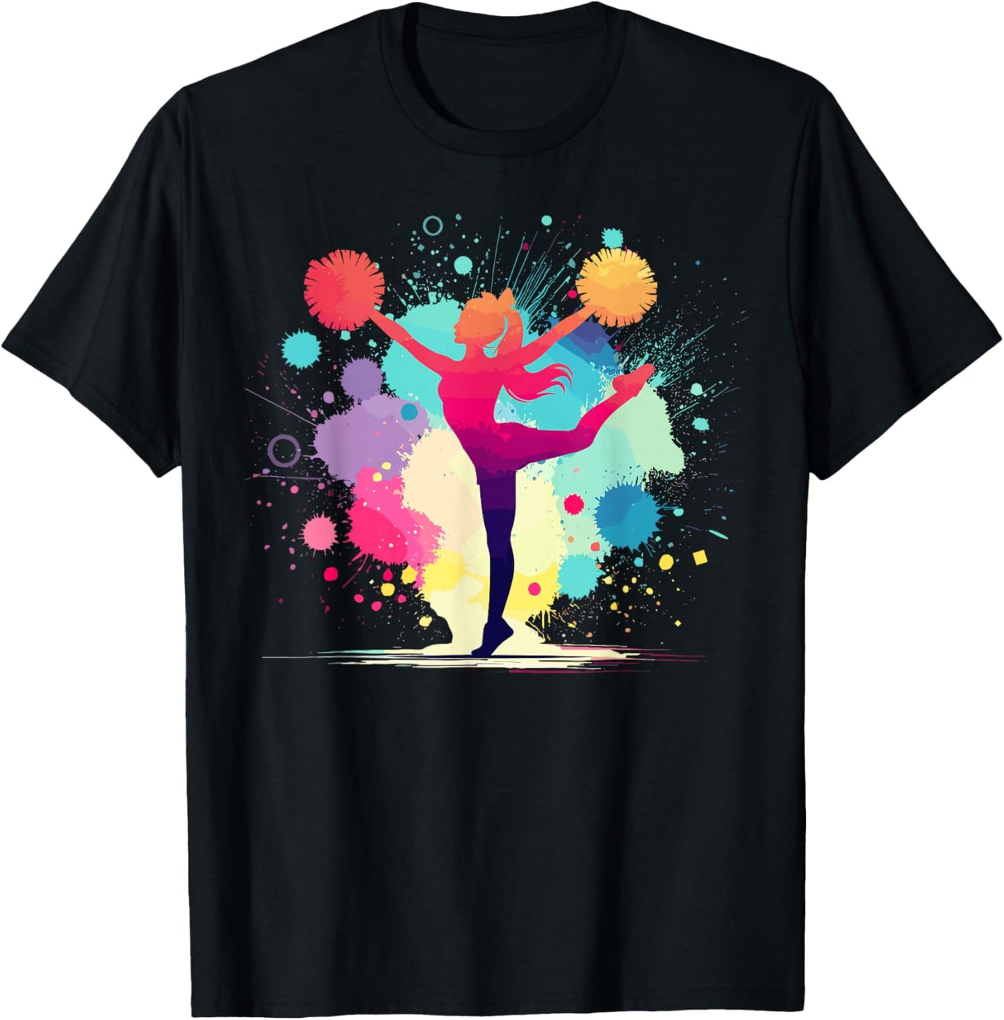 Cheerleader and Cheerleader Graphic for Girls T-Shirt - T-Shirt | Black
