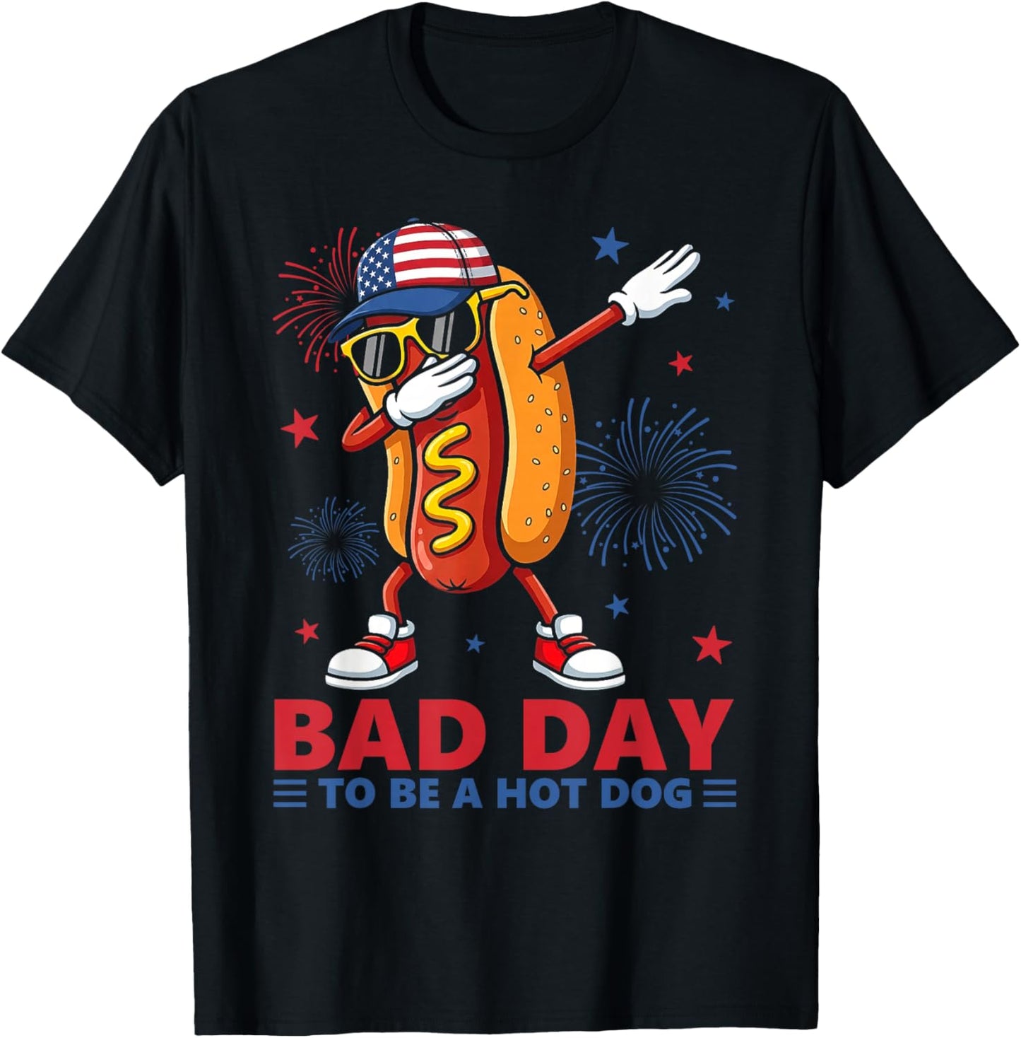 Bad Day to Be A Hotdog Funny Independence Day 4th of July T-Shirt - T-Shirt | Black