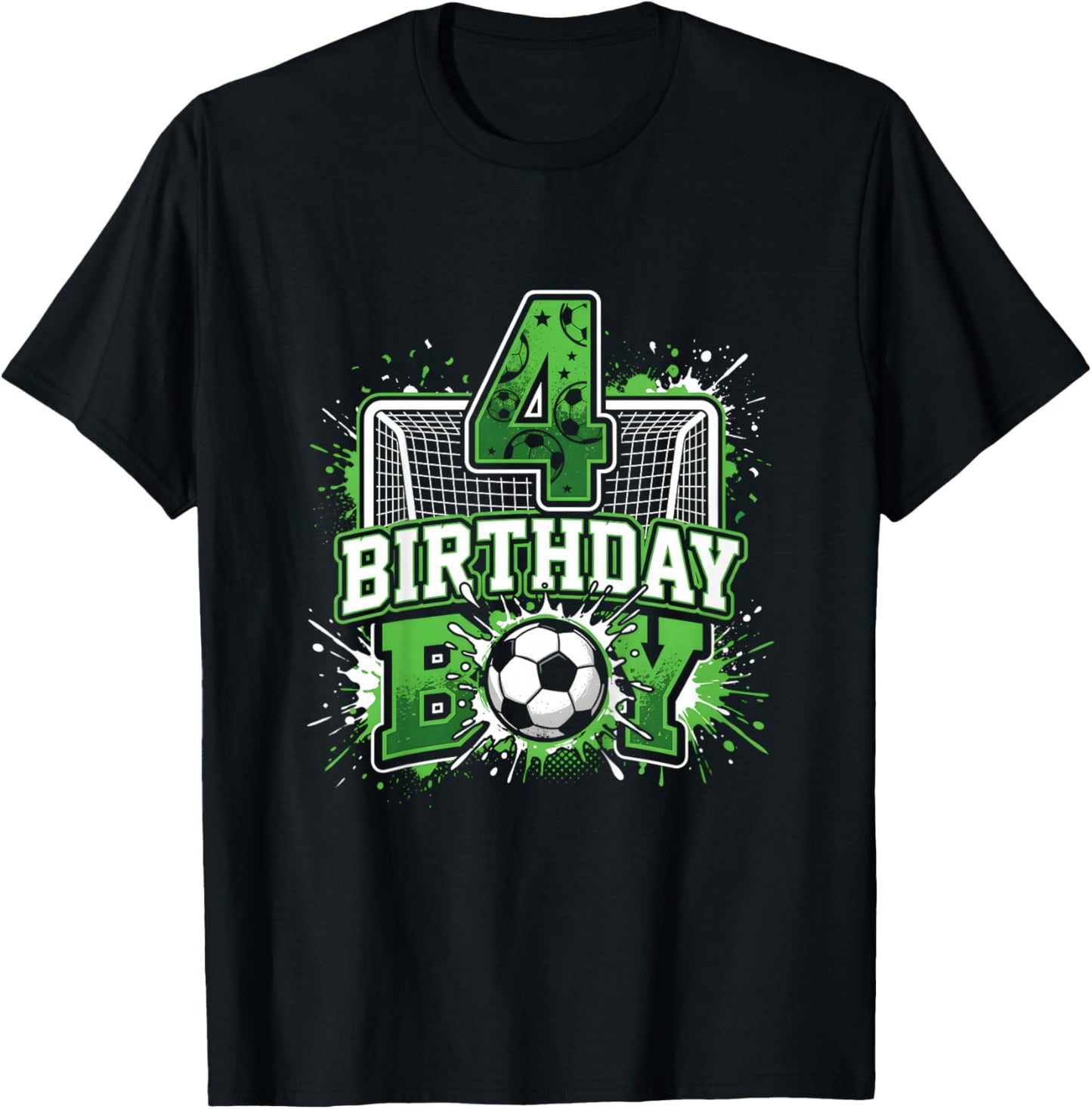 Filet de Football pour 4e Anniversaire garçon 4 Ans T-Shirt - T-Shirt | Black