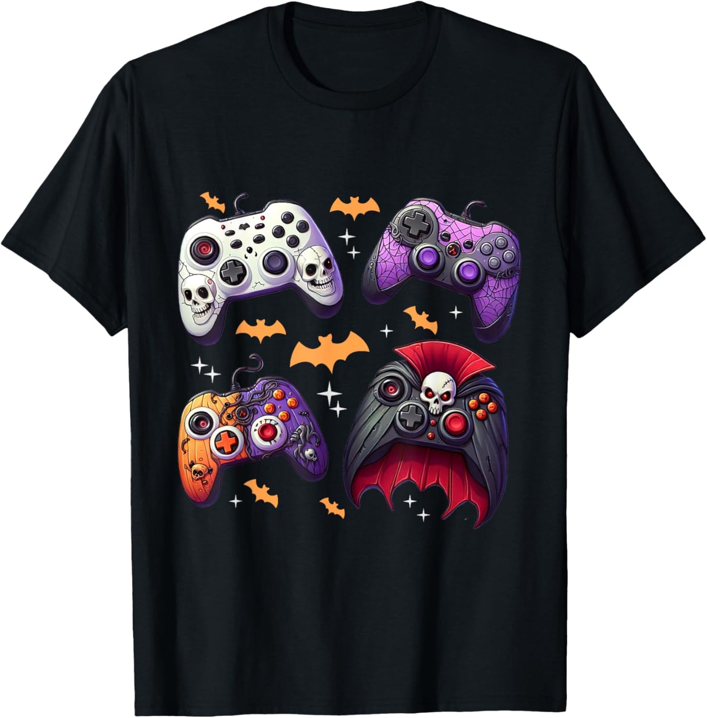 Skeleton Zombie Video Game Controller Boys Halloween Costume T-Shirt - T-Shirt | Black