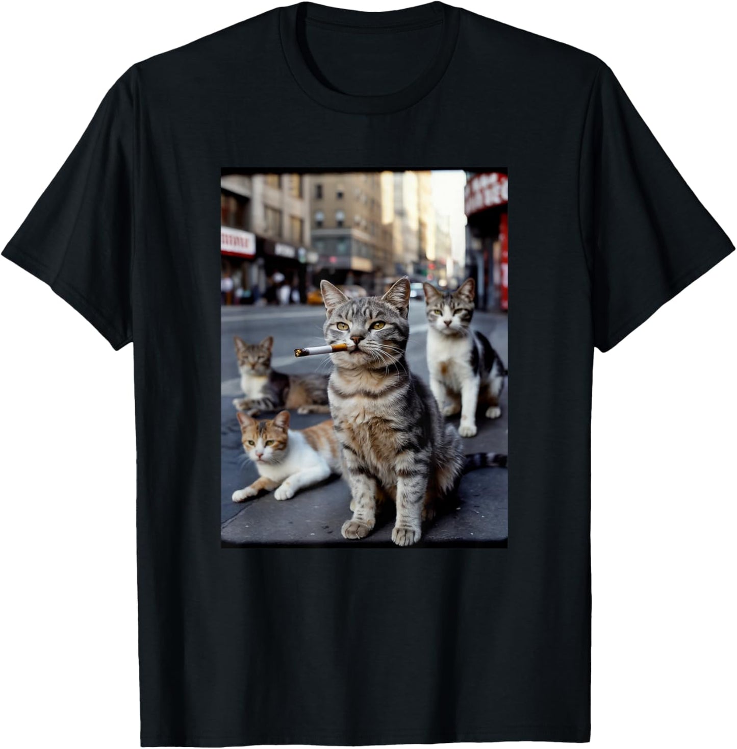 Street Gangster Cats Meme Cat Lovers Funny Memes Brainrot T-Shirt - T-Shirt | Black