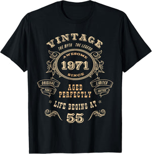 55-Year-Old 55th Birthday - Vintage 1971 T-Shirt - T-Shirt | Black