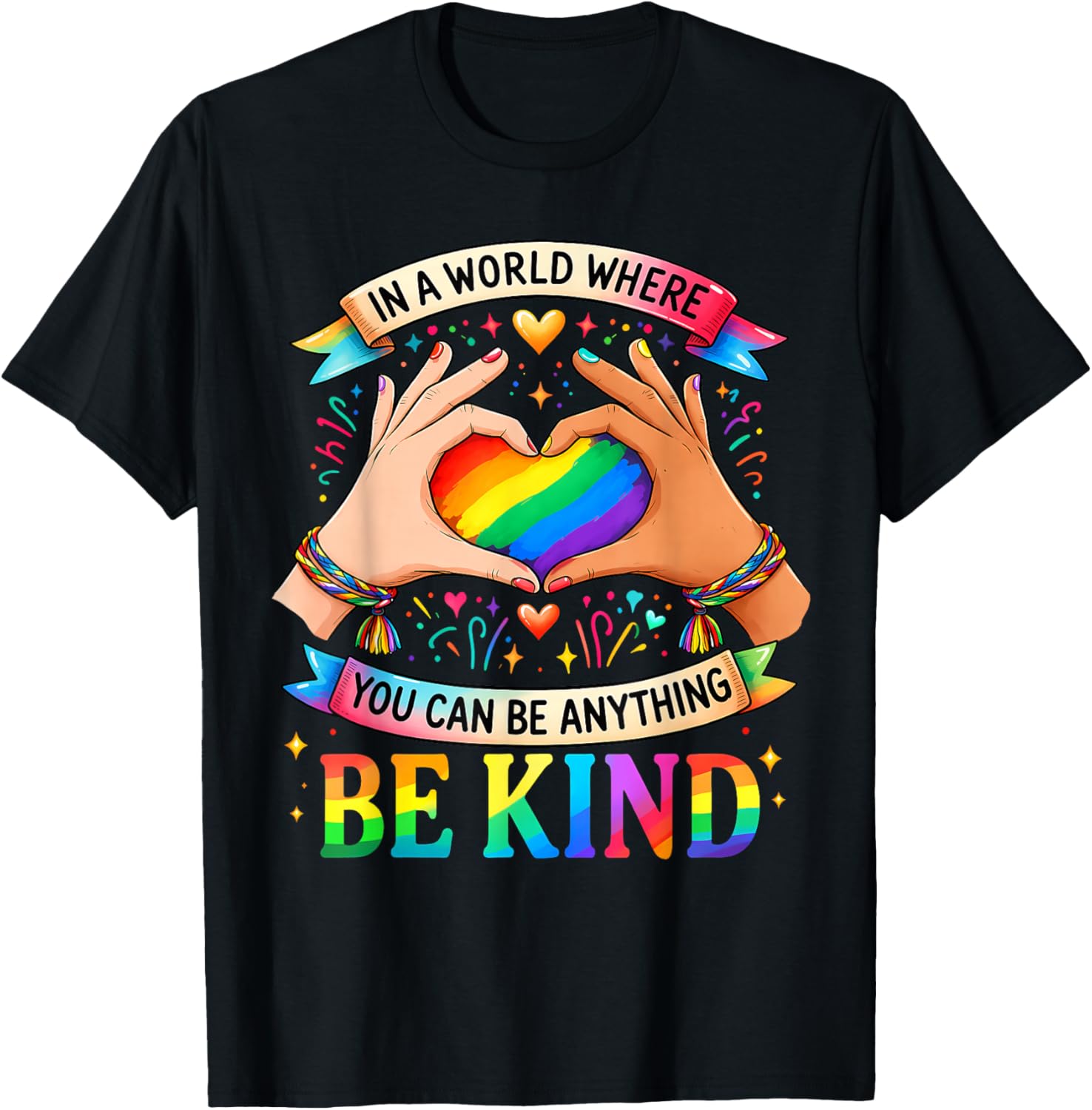 Kindness Heart Pride Shirt Gay Pride Gift T-Shirt - T-Shirt | Black