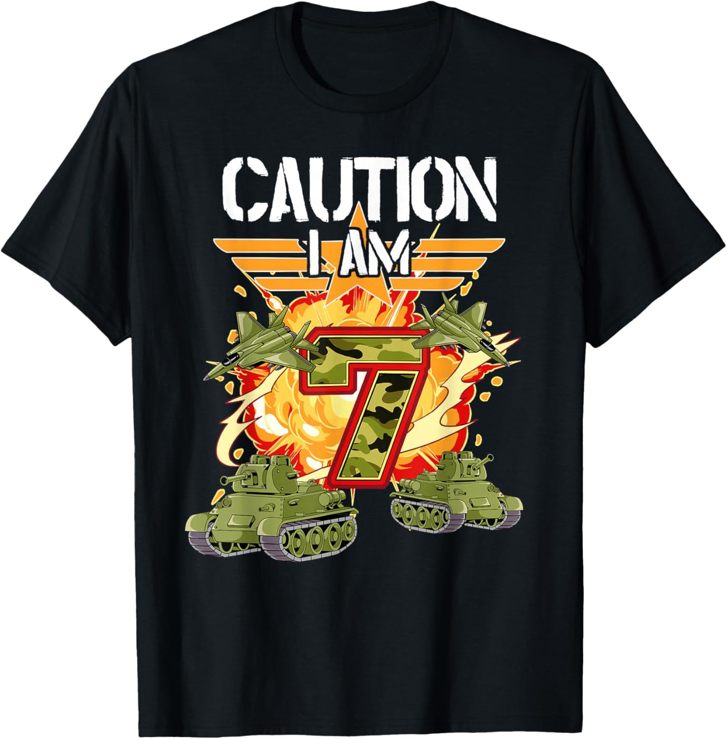 7th Birthday Army T-Shirt - T-Shirt | Black