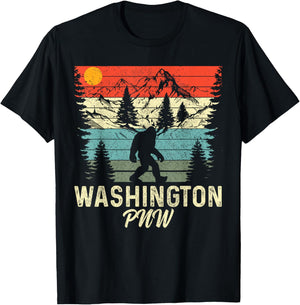 Washington PNW Bigfoot Vintage Pacific Northwest T-Shirt - T-Shirt | Black