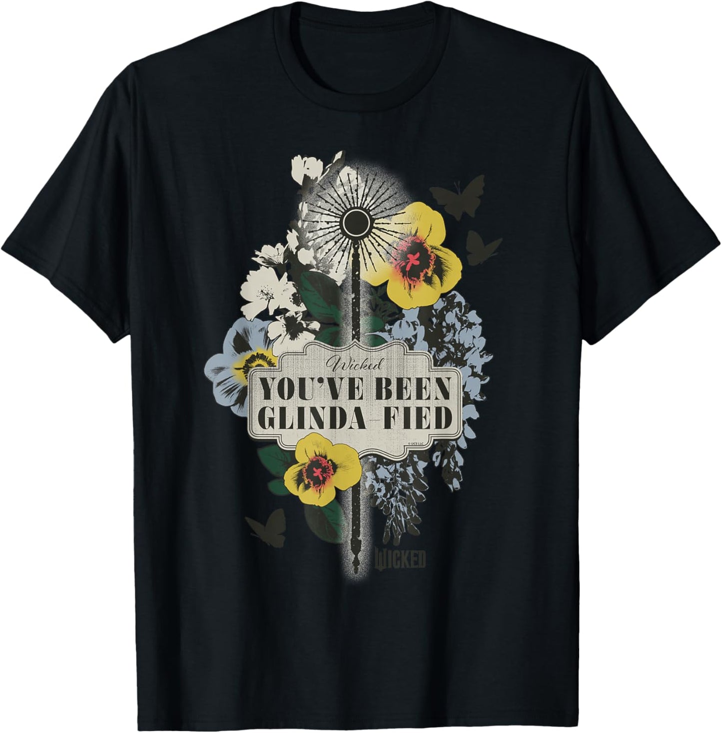 Wicked You’ve Been Glinda-Fied Floral T-Shirt - T-Shirt | Black