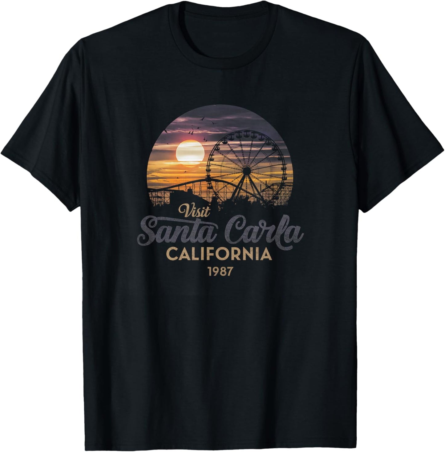 Santa Carla 1987 California Retro Sunset Nostalgia T-Shirt - T-Shirt | Black