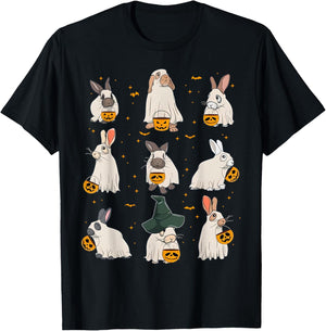 Cute Fall Bunny Ghost Costume Rabbit Lover Spooky Season T-Shirt - T-Shirt | Black