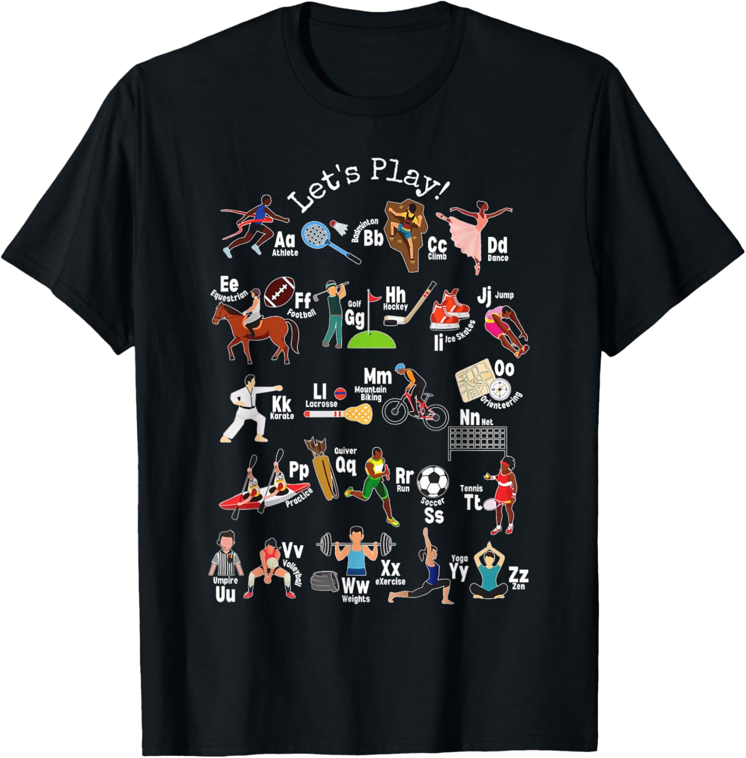 PE Teacher Alphabet ABCs Physical Education Health Teacher T-Shirt - T-Shirt | Black