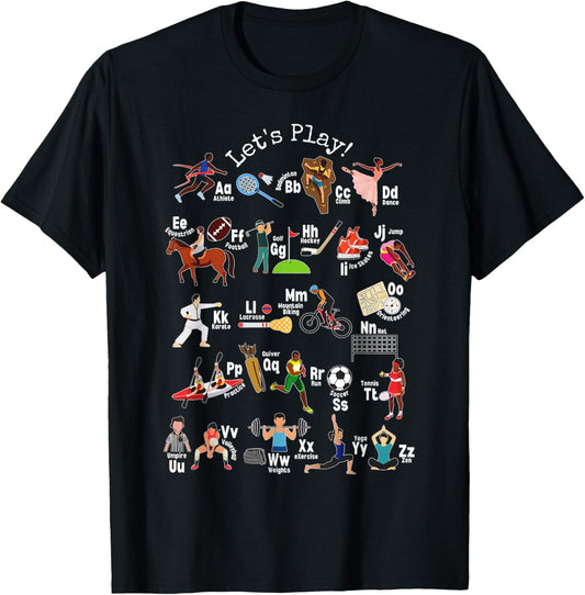 PE Teacher Alphabet ABCs Physical Education Health Teacher T-Shirt - T-Shirt | Black