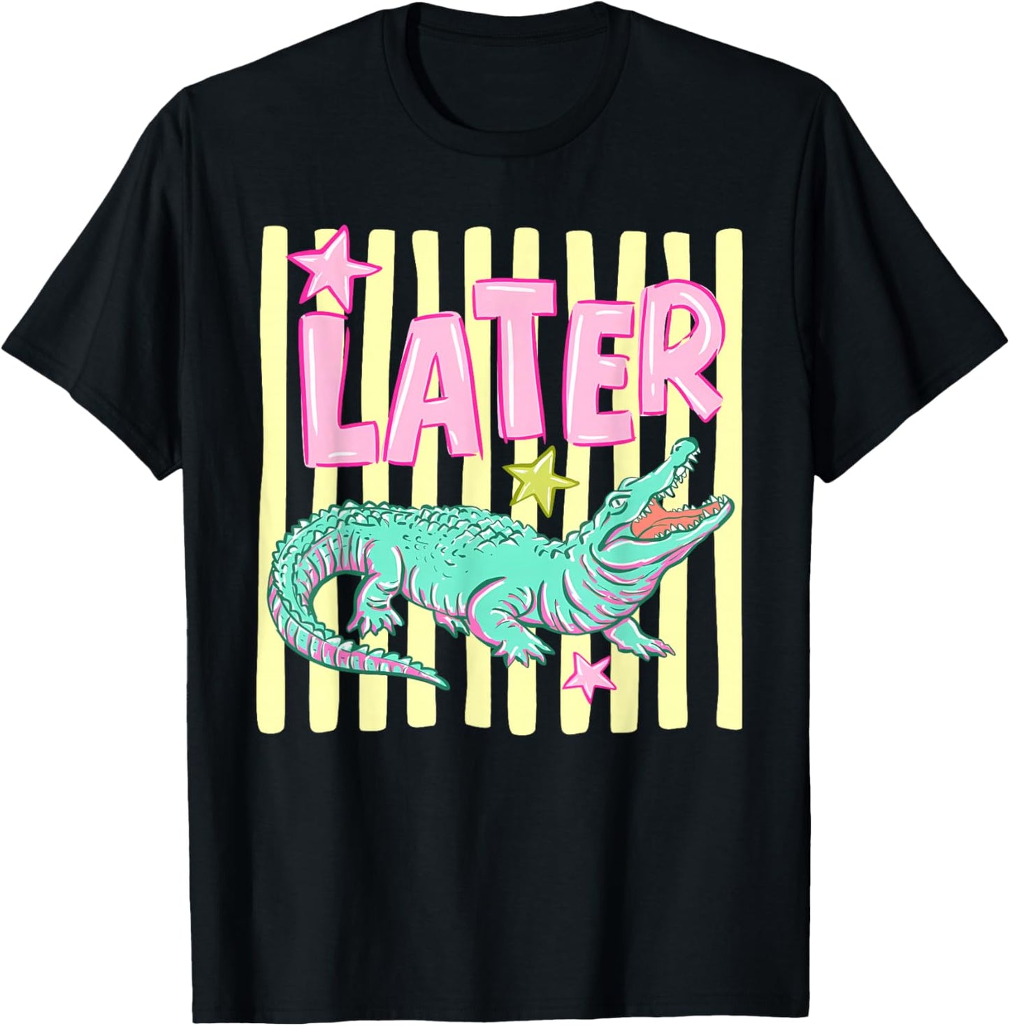 Later Gator Teacher Kids Cute Alligator Graphic 2 Sided T-Shirt - T-Shirt | Black
