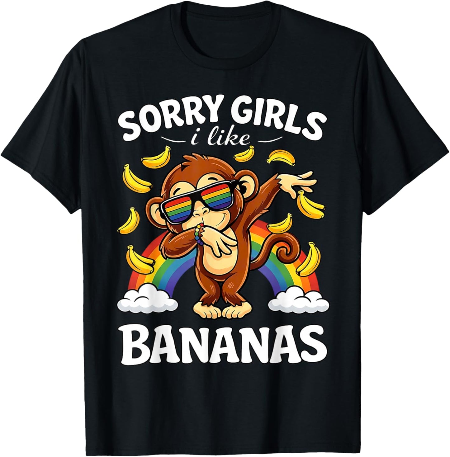 Sorry Girls I Like Bananas Funny LGBTQ Pride Month T-Shirt - T-Shirt | Black