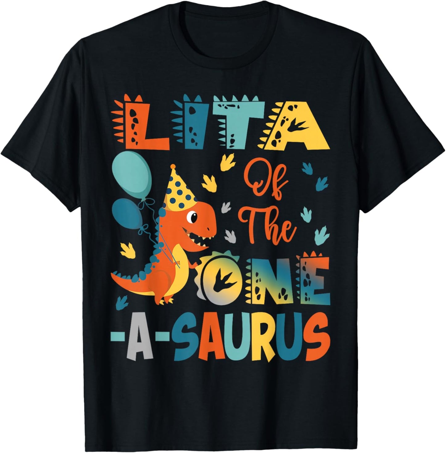 Lita Of The One-A-Saurus 2Nd Birthday Dinosaur Party T-Shirt - T-Shirt | Black