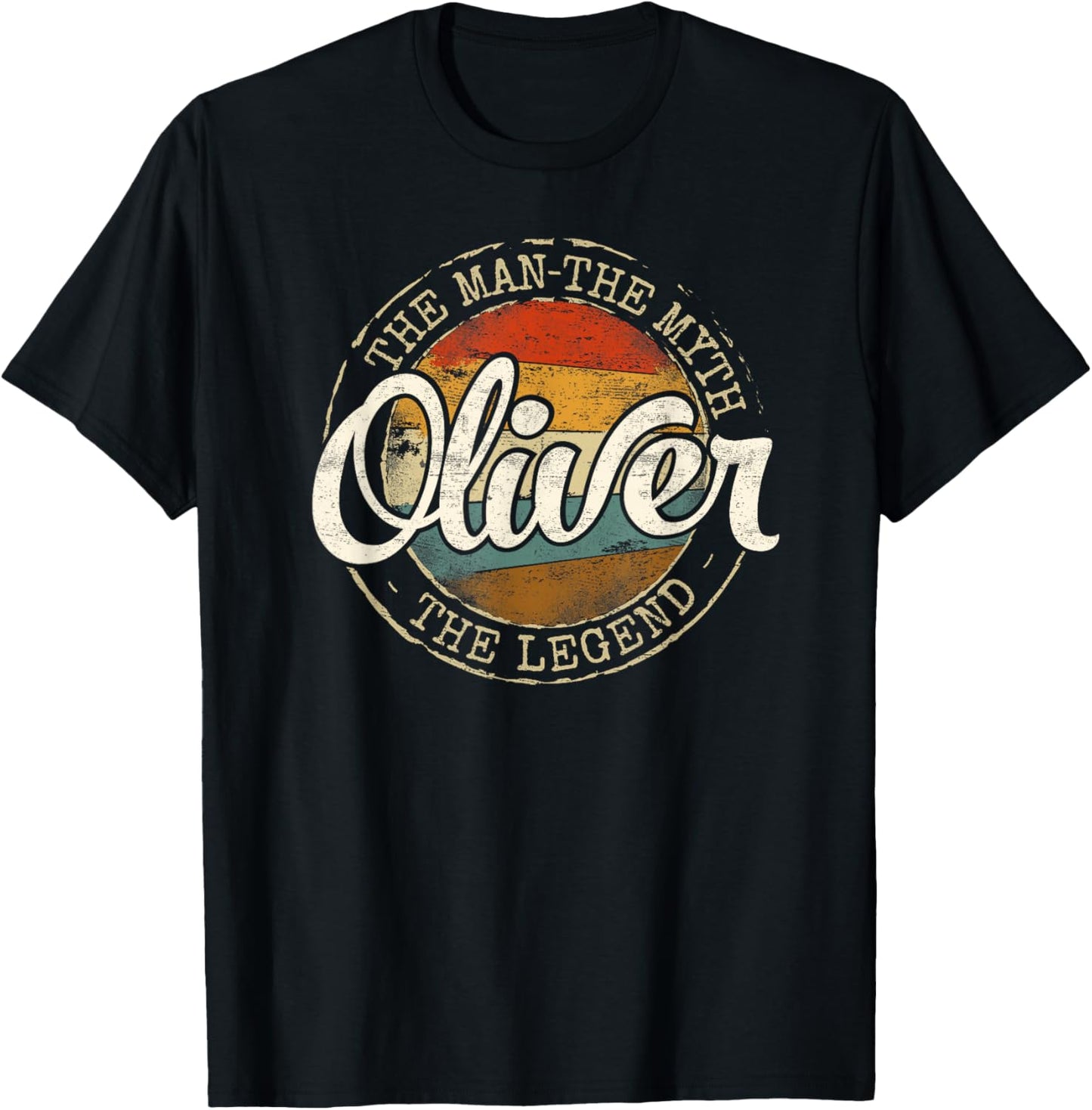 Oliver The Man The Myth The Legend Vintage Personalized Name T-Shirt - T-Shirt | Black