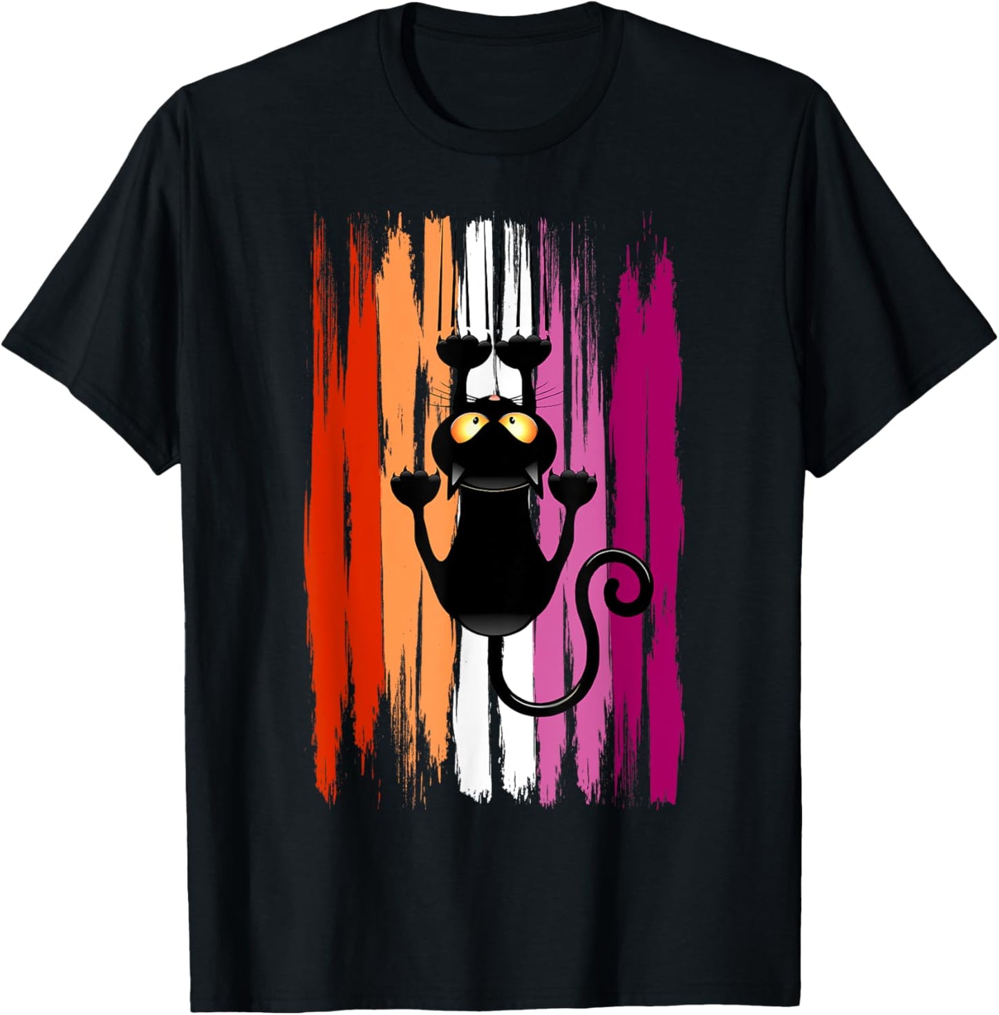 Funny Cat Climber Pride Lesbian T-Shirt - T-Shirt | Black