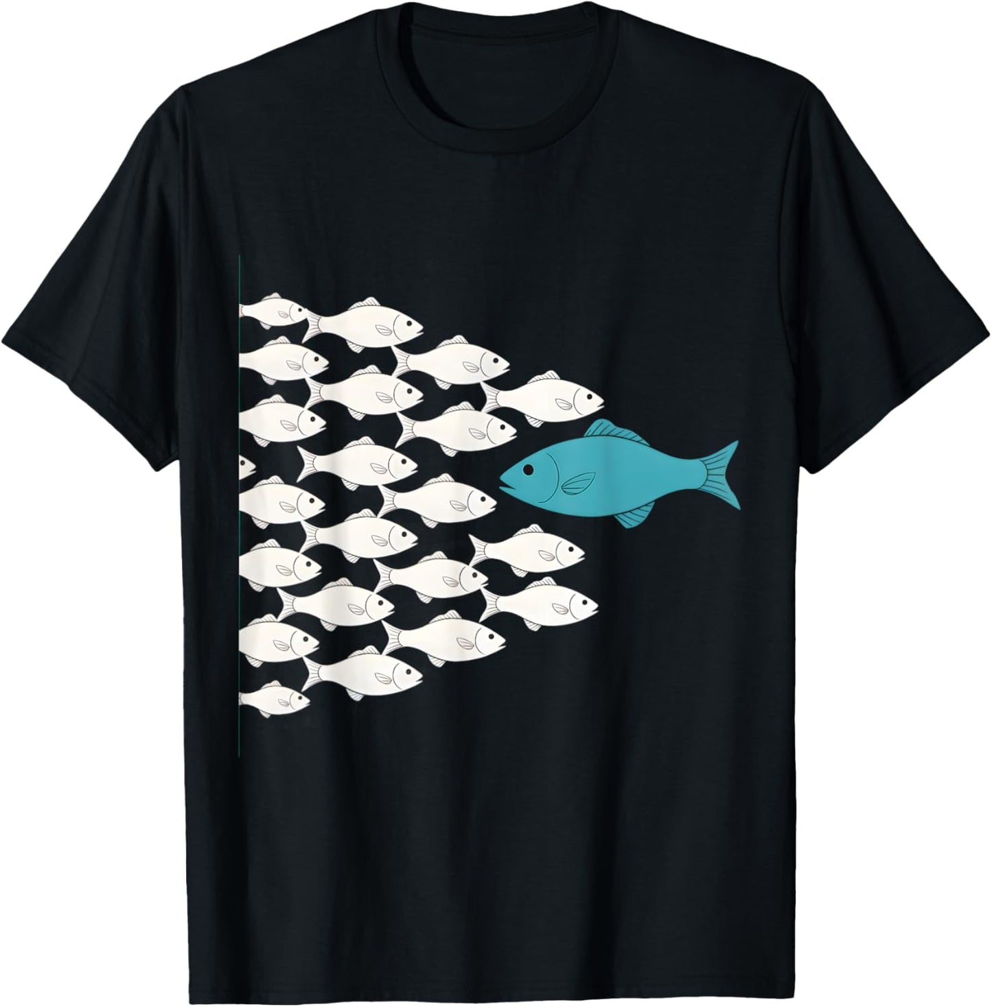 Fish Swim Against The Current In The Sea T-Shirt - T-Shirt | Black