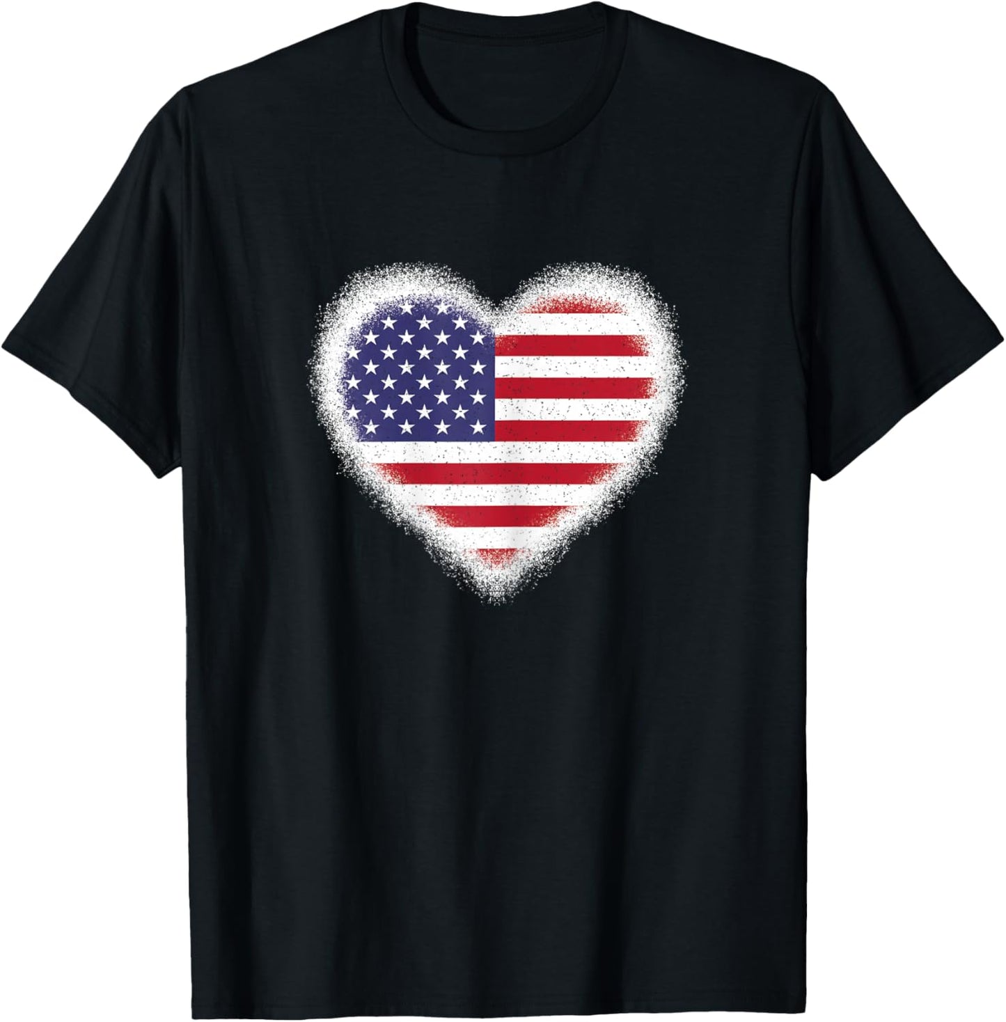 USA Heart Flag American Patriotic 4th of July Women Girls T-Shirt - T-Shirt | Black