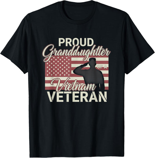 USA Proud Granddaughter of A Vietnam Veteran T-Shirt - T-Shirt | Black