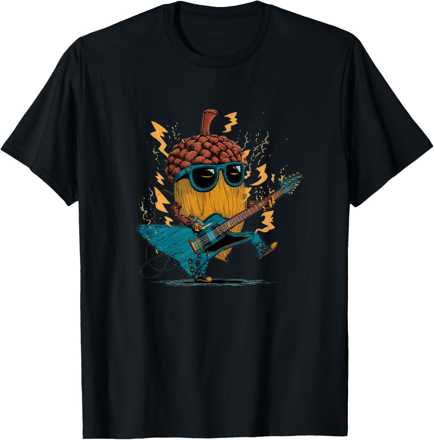 Nice Acorn Music Costume for Electric Guitar Lovers T-Shirt - T-Shirt | Black