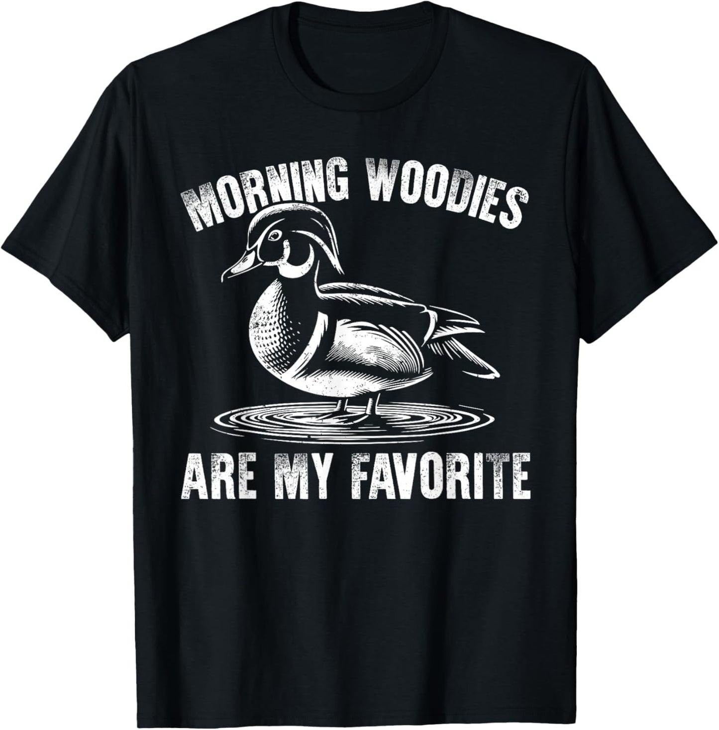 Morning Woody Are My Favorite Funny Duck Hunting Vintage T-Shirt - T-Shirt | Black