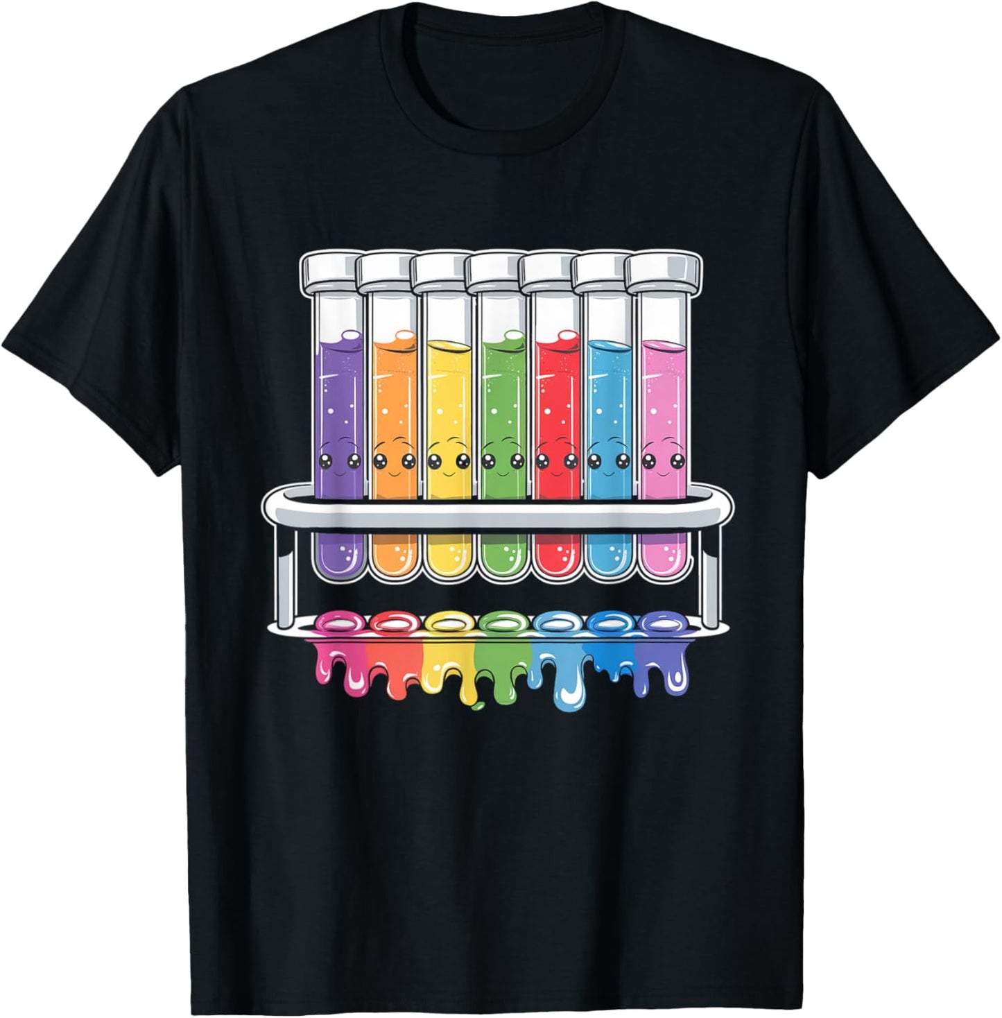 Kawaii Test Tube Chemistry Student Science Teacher Women Men T-Shirt - T-Shirt | Black