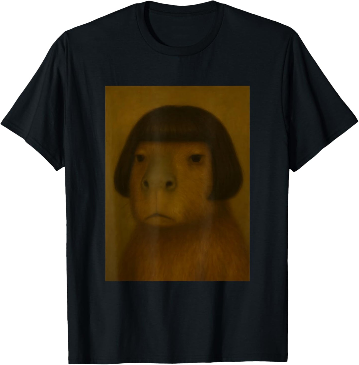Funny Capybara Bob Haircut Viral Meme T-Shirt - T-Shirt | Black