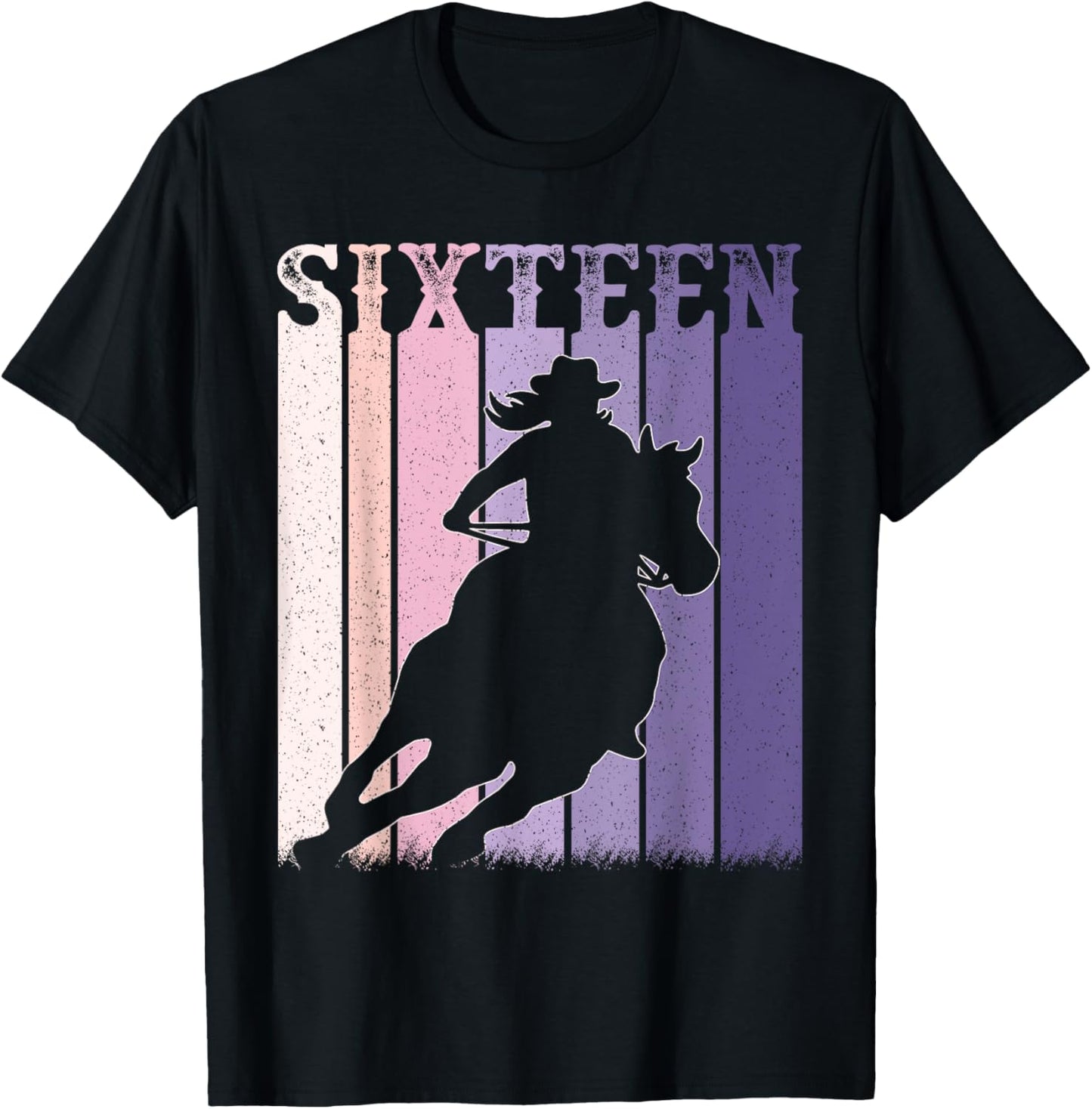 16th Birthday Cowgirl Girls 16 Year Old Rodeo Horse Vintage T-Shirt - T-Shirt | Black