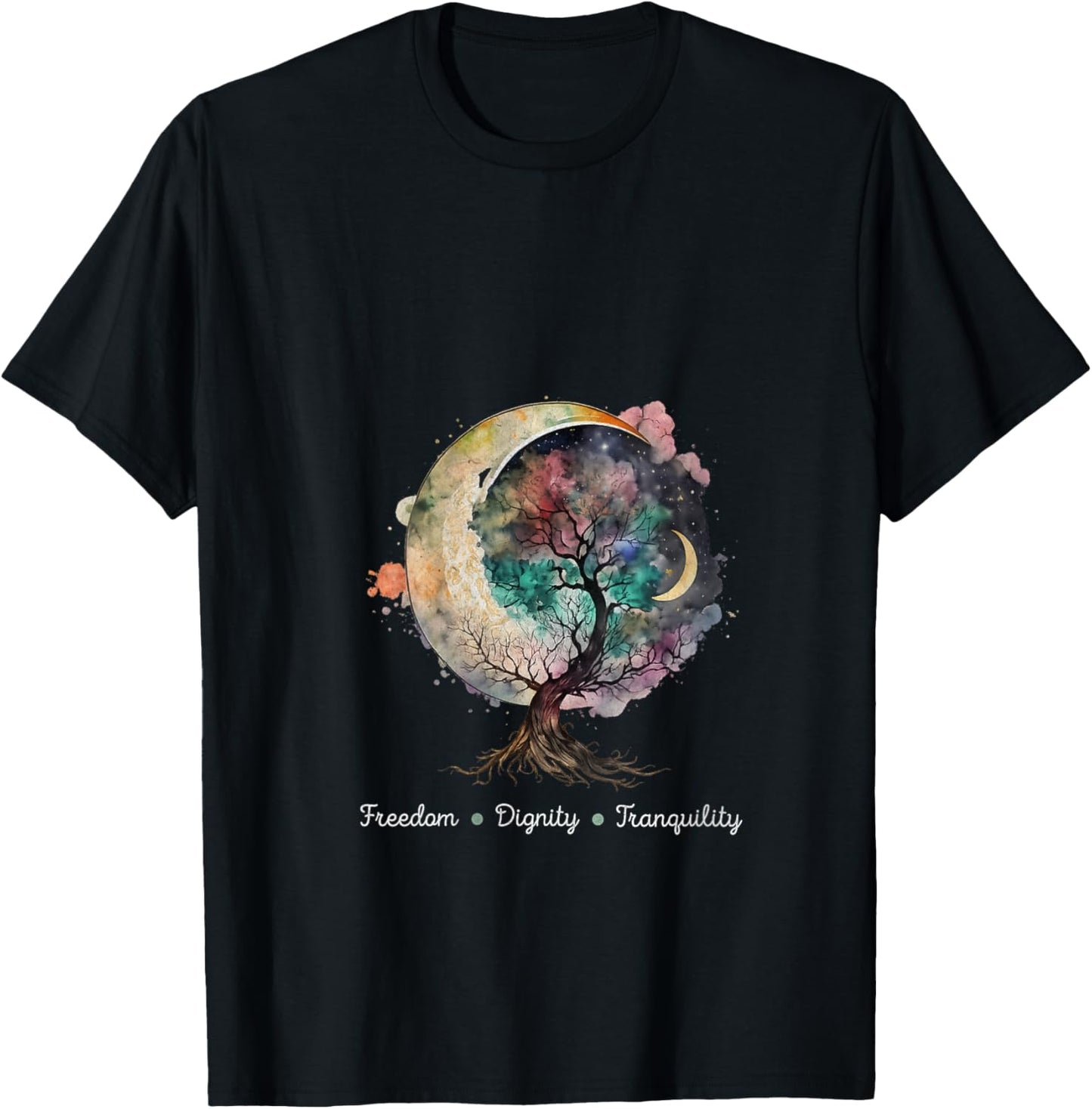 Women's Freedom Dignity Tranquility V-Neck T-Shirt - T-Shirt | Black