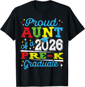 Proud Aunt of 2026 Pre-K Graduate Mothers Day Graduation T-Shirt - T-Shirt | Black