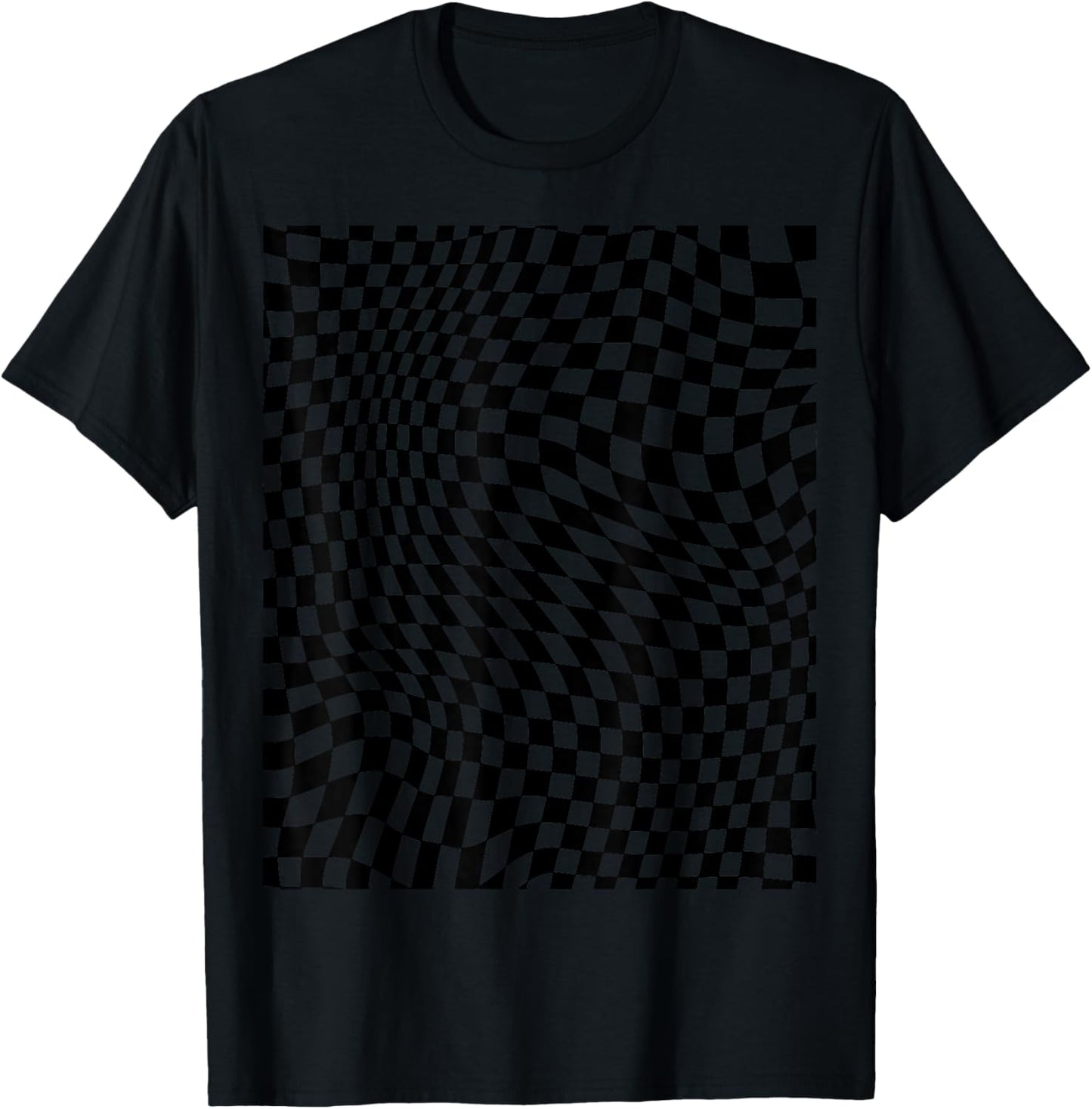 Aesthetic Black Checkered T-Shirt - T-Shirt | Black