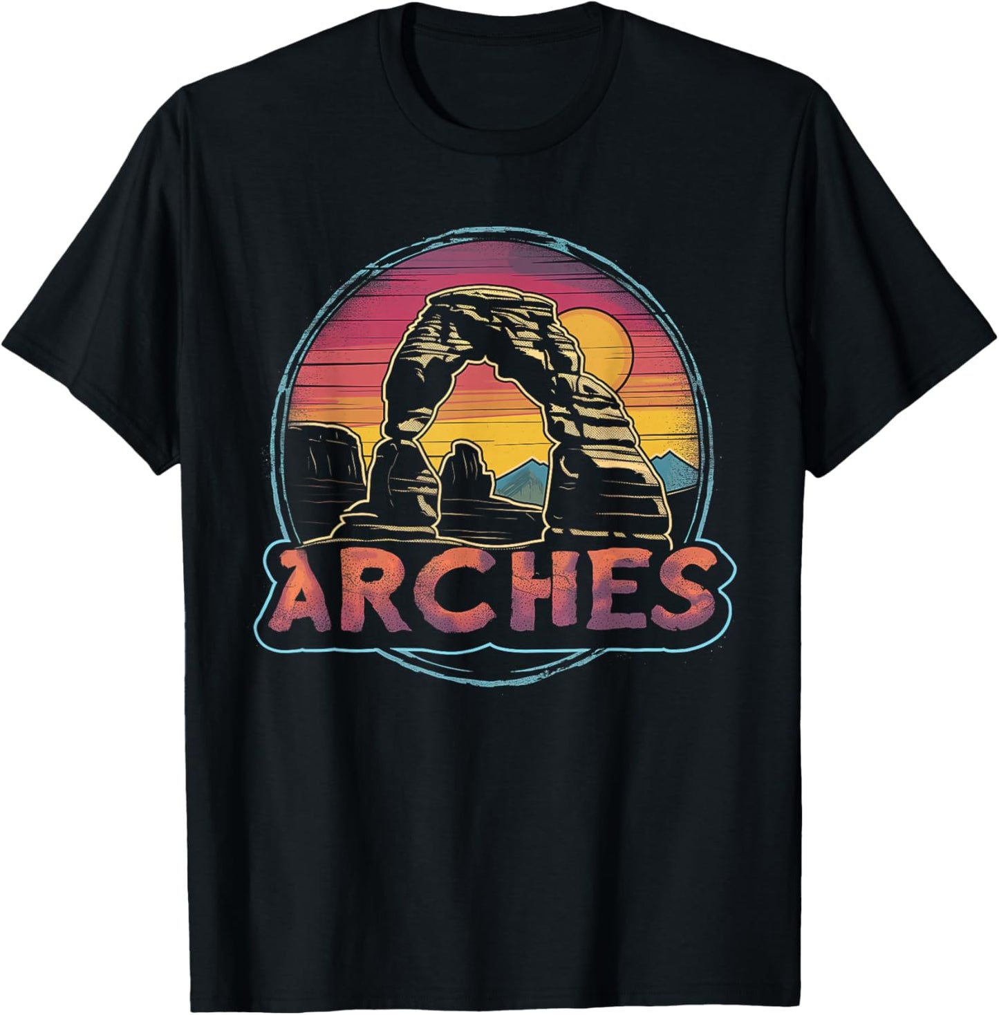 Arches - US National Park Utah Vintage Men Women Kids Retro T-Shirt - T-Shirt | Black