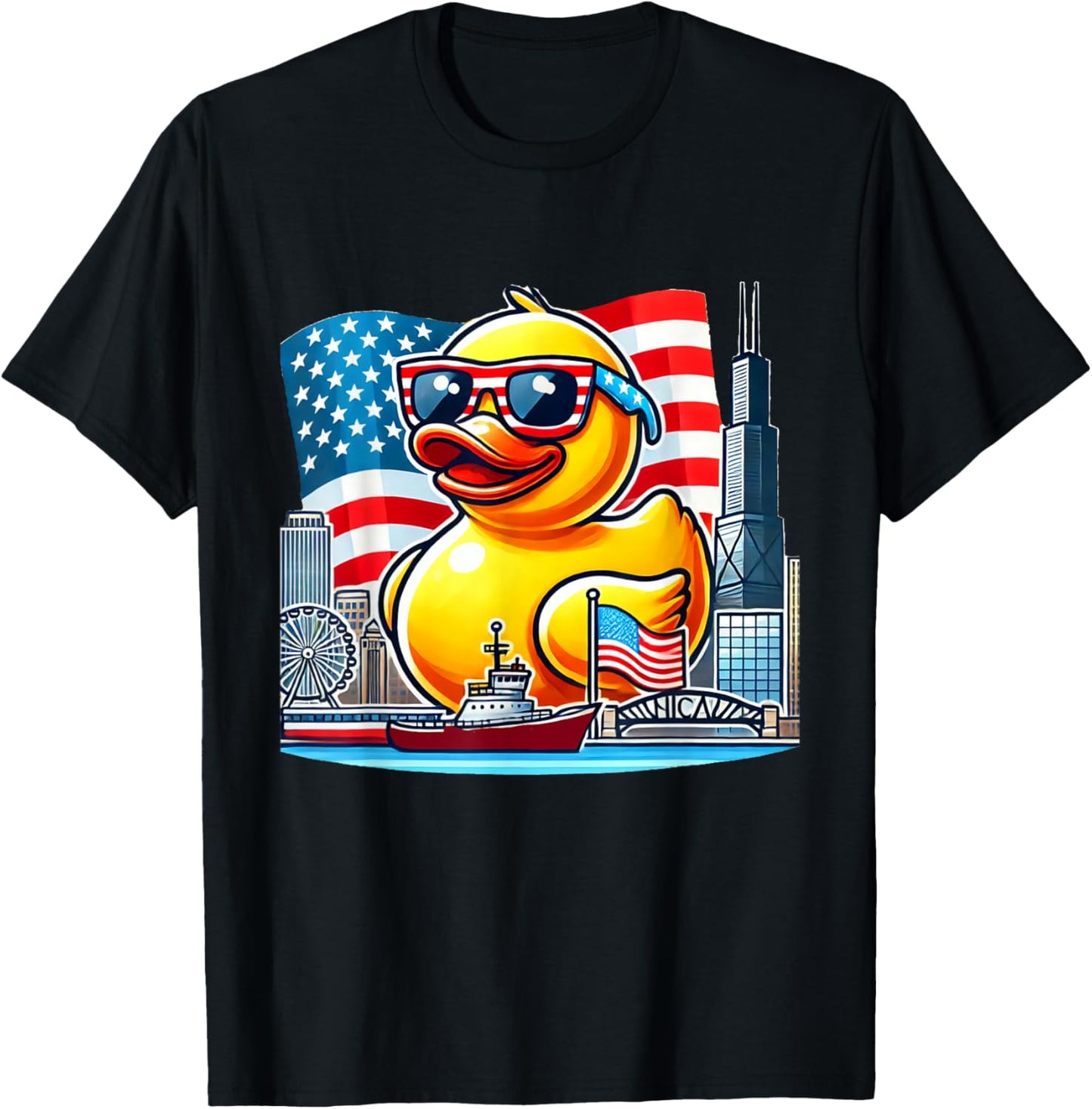 Chicago Ducky Derby Rubber Duck Design T-Shirt - T-Shirt | Black
