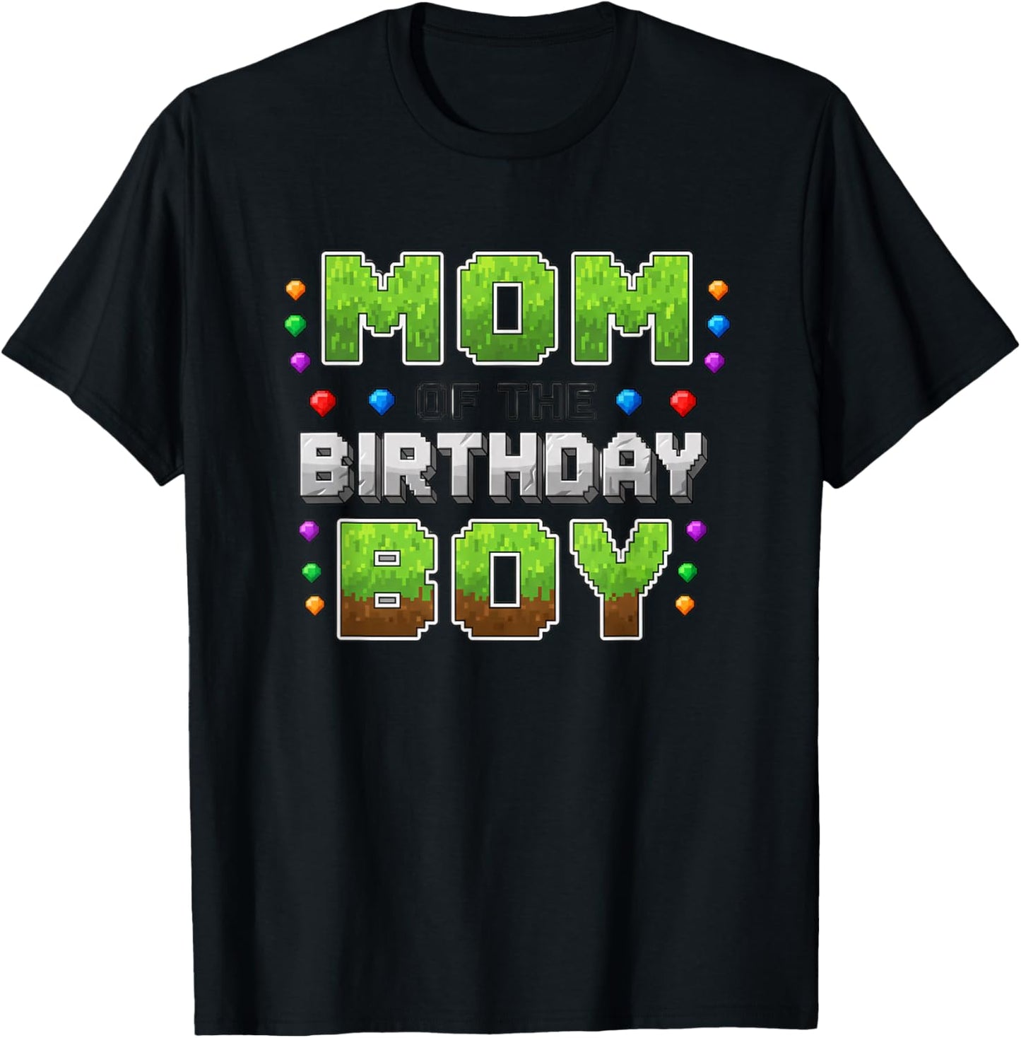 Birthday Mom of The Birthday Boy Pixel Gamer Party T-Shirt - T-Shirt | Black