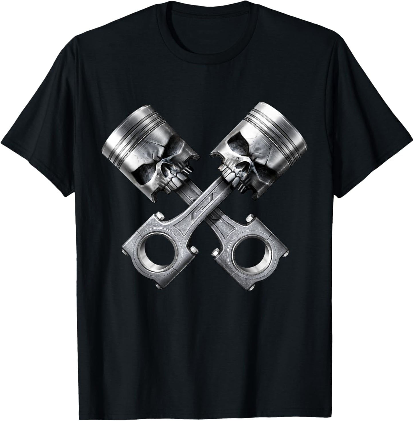 Skull Engine Piston Skull Motorsport Tuning , Black, S T-Shirt - T-Shirt | Black