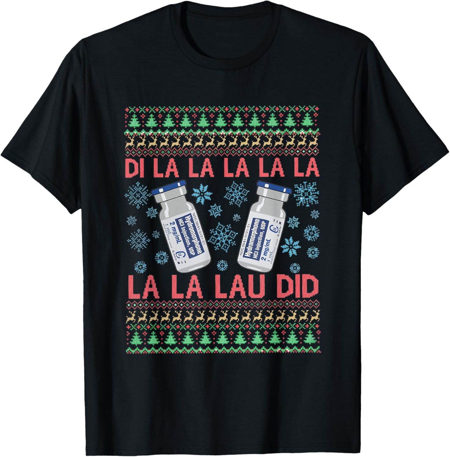 Pharmacist Nurse Ugly Christmas Er Ed Icu Med surg Rn T-Shirt - T-Shirt | Black