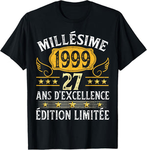 Vintage 1999 27 Years Birthday Man Woman Vintage 1999 T-Shirt - T-Shirt | Black