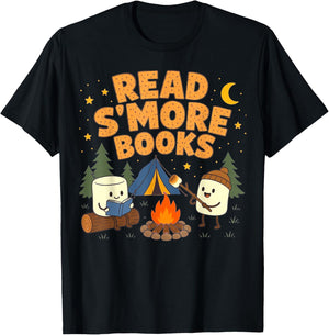 Read S'More Books Camping Outdoors Travel Campfire Smores T-Shirt - T-Shirt | Black