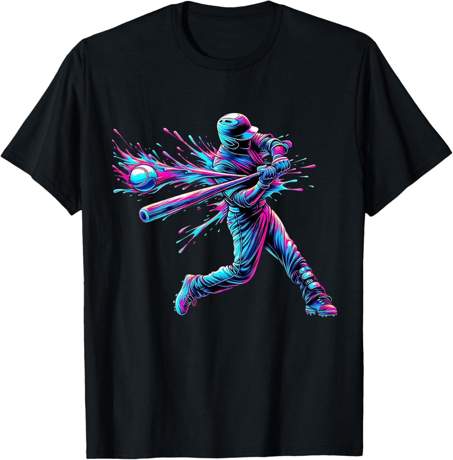 Baseball Player Drip Ice Cream Boys & Men Cool Baseball Bat T-Shirt - T-Shirt | Black