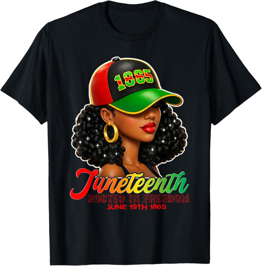Juneteenth Black Women Rooted in Freedom Juneteenth T-Shirt - T-Shirt | Black
