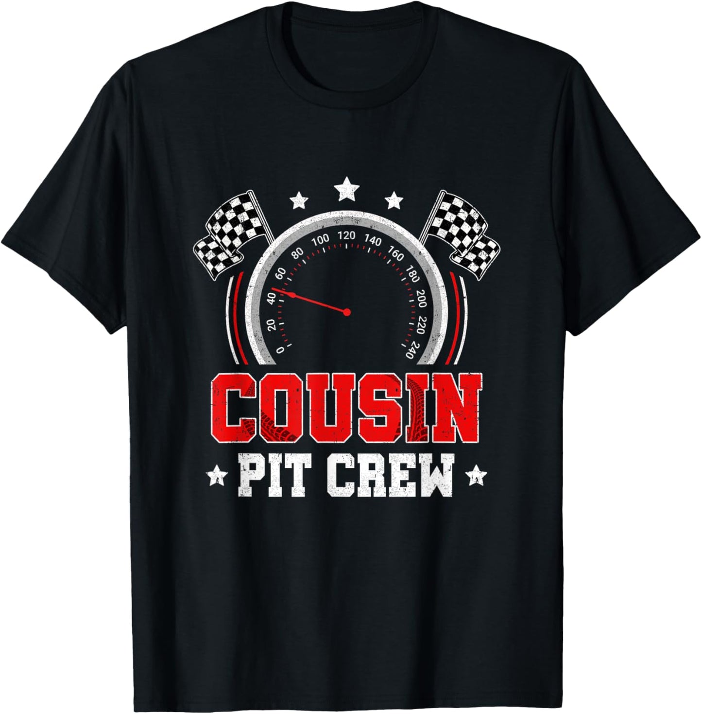 Cousin Pit Crew Race Car Birthday Party Racing Family T-Shirt - T-Shirt | Black