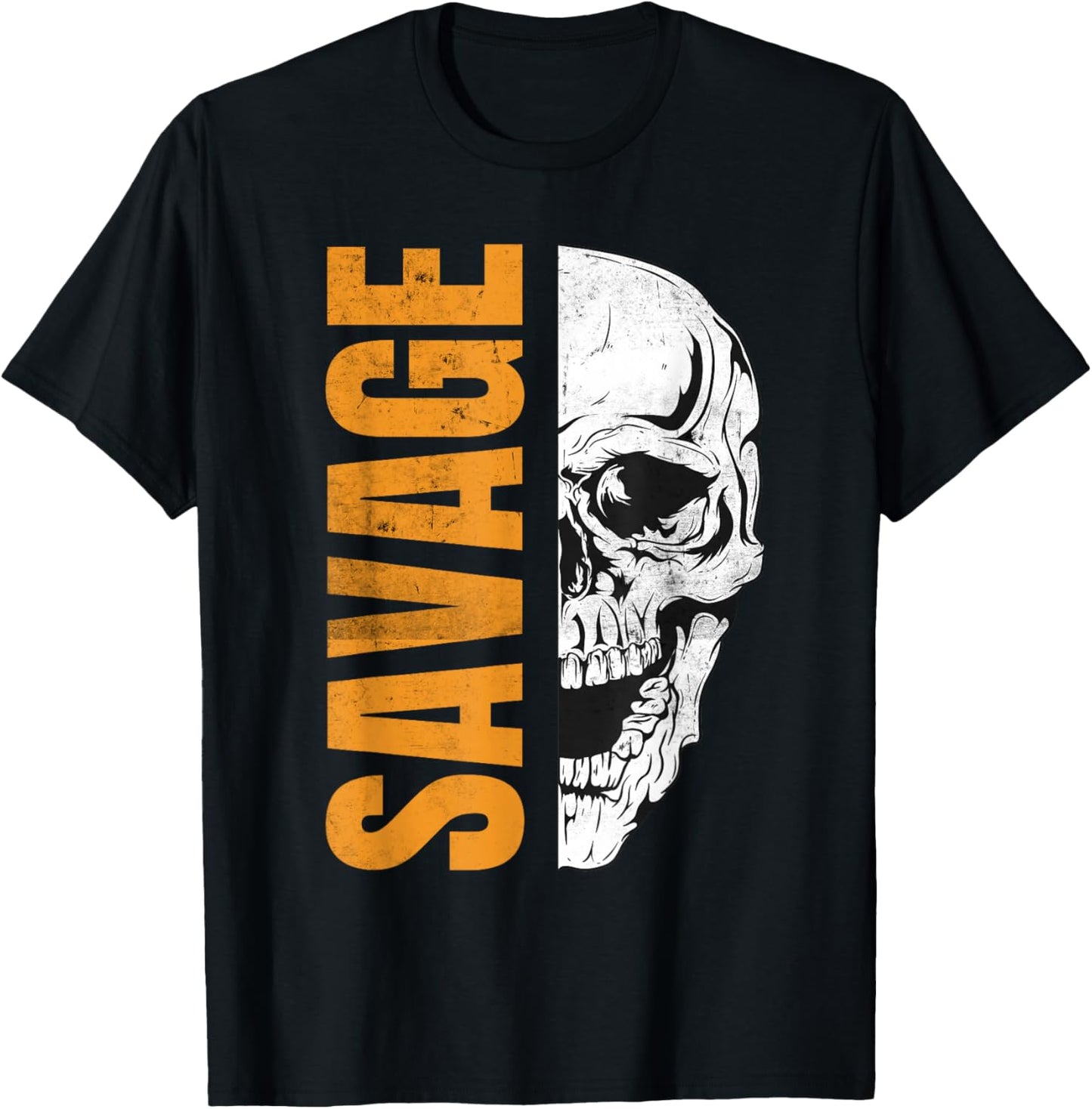 SAVAGE Skull Vintage Inspired Urban Streetwear T-Shirt - T-Shirt | Black