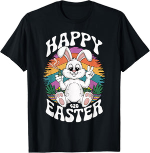 Easter Bunny Marijuana Cannabis Stoned 420 Weed Happy 420 T-Shirt - T-Shirt | Black